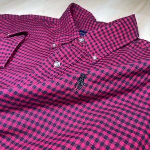 Ralph Lauren Button Shirt Men’s Sz L Red Plaid Slim Fit  Long Sleeve Pony Twill